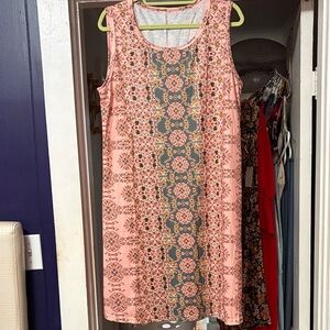 Pink and Gray Sleeveless Dress